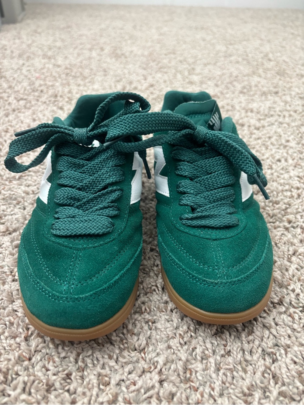 New Balance Kids Green Suede Sneakers with White Logo